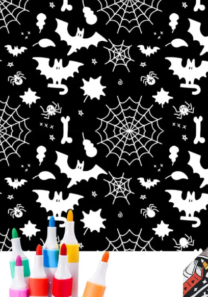 Bats and Webs coloring blanket design
