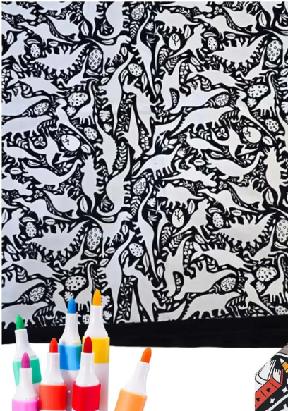 Dinosaur World coloring blanket design