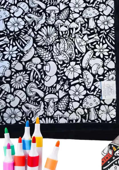 Mushroom Forest coloring blanket design