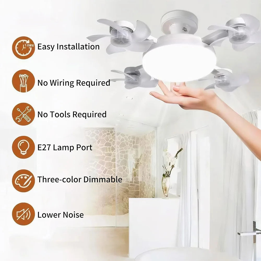 Easy installation - no wiring, no tools, fits any E27 socket, whisper quiet