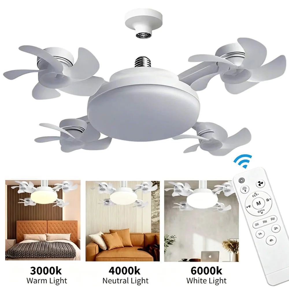 BreezeBulb 2-in-1 socket ceiling fan light with remote and 3 colour temperatures