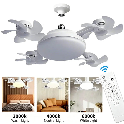 BreezeBulb 2-in-1 socket ceiling fan light with remote and 3 colour temperatures
