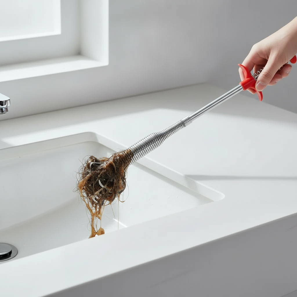 DrainGrab pulling hair clog out of sink