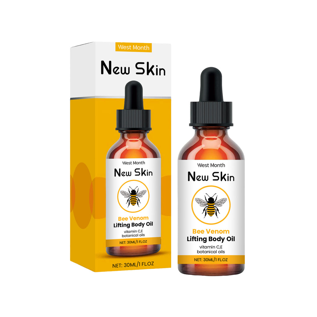 Bee Venom Firming Body Oil bottle with box - white background